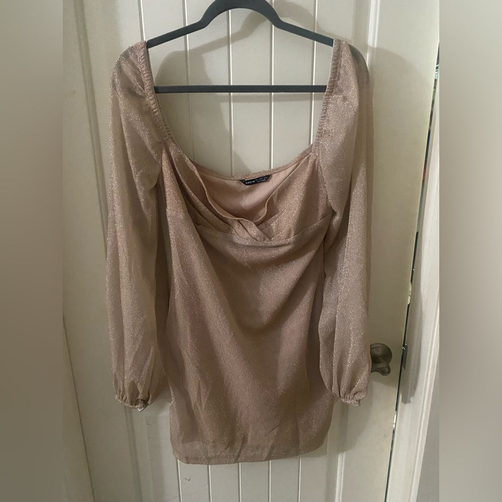 Long sleeve mini blush dress